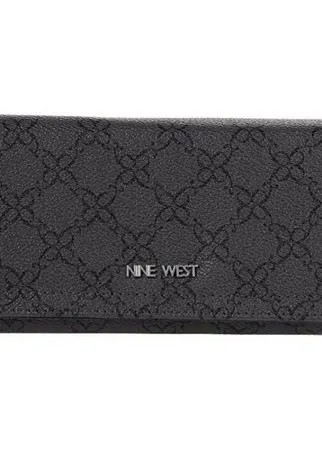 Кошелек Nine West, на кнопках, на молнии, отделения для карт и монет, серый