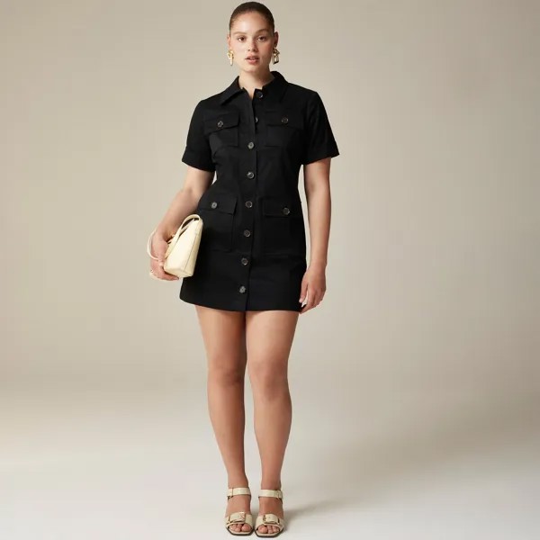 Платье-Рубашка Gamine из эластичного твила J.Crew, черный