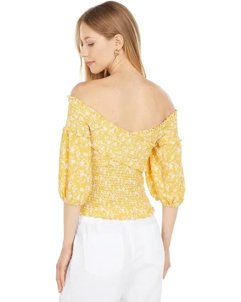 Топ Steve Madden Short Sleeve Smock Factor Top, цвет Lemon Drop