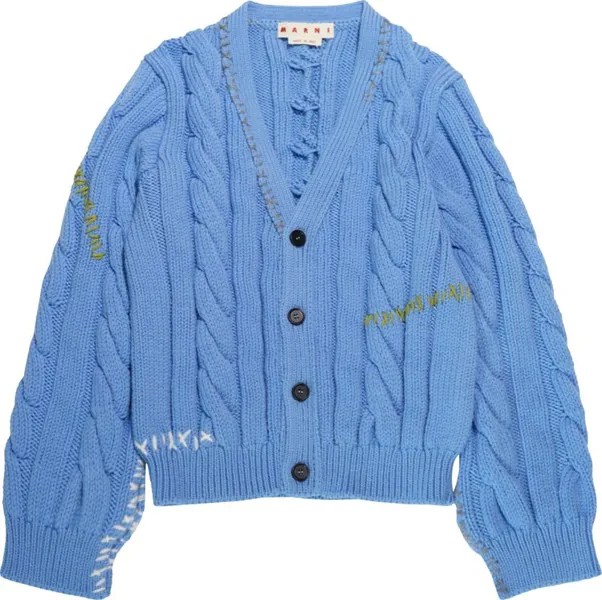 Кардиган Marni Cable Knit Cardigan 'Iris Blue', синий