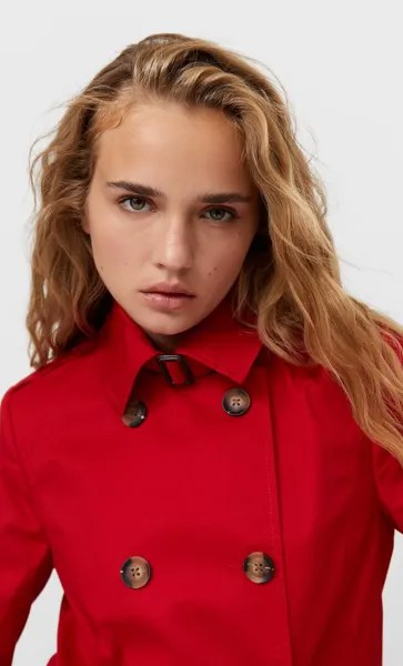 Stradivarius Базовый Тренч Красный S
