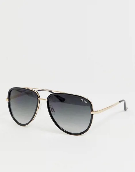 Черные солнцезащитные очки-авиаторы Quay Australia x J Lo all in-Черный