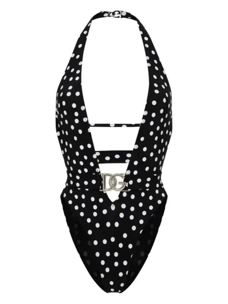 Купальник в горох с поясом Dolce & Gabbana, черный