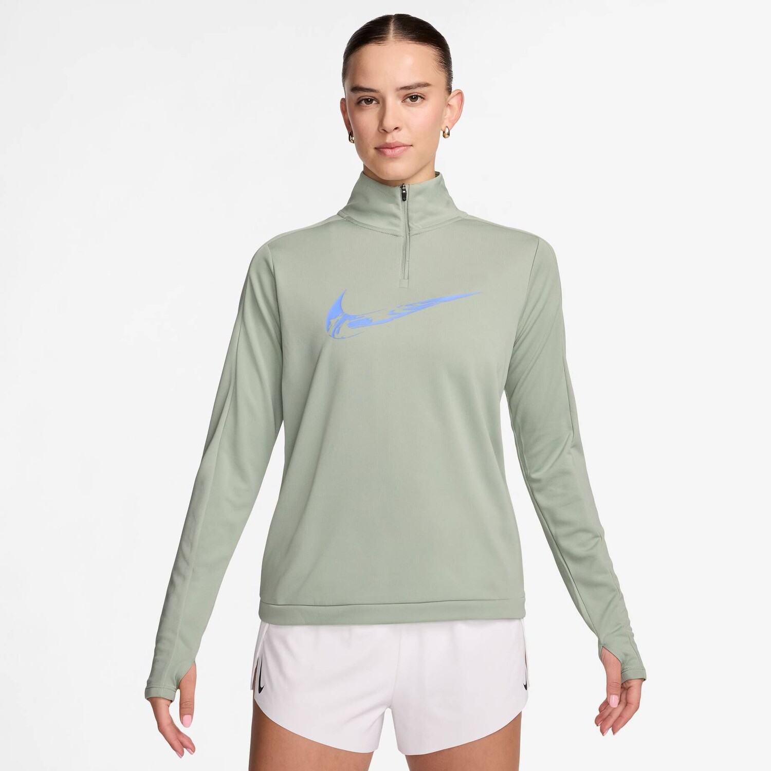 Беговая рубашка с логотипом Swoosh Drift, средний слой Nike, зеленый