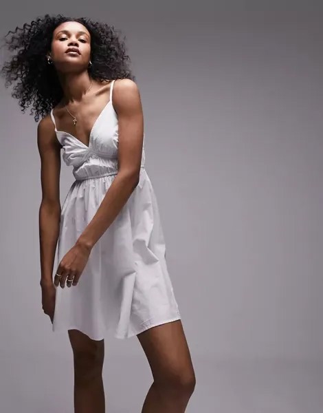 Белое пляжное мини-платье с бретелями Topshop
