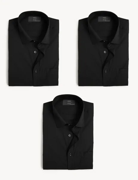 3 шт. рубашки стандартного кроя с короткими рукавами Marks & Spencer, черный