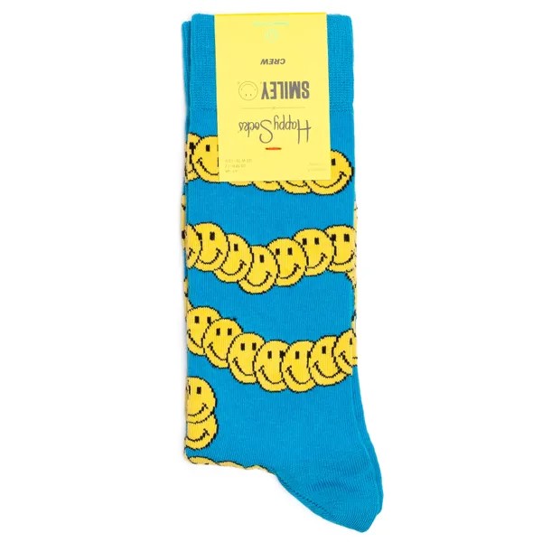 Носки унисекс Happy Socks Happy Socks x Smiley Zen Smiley Blue разноцветные 36-40