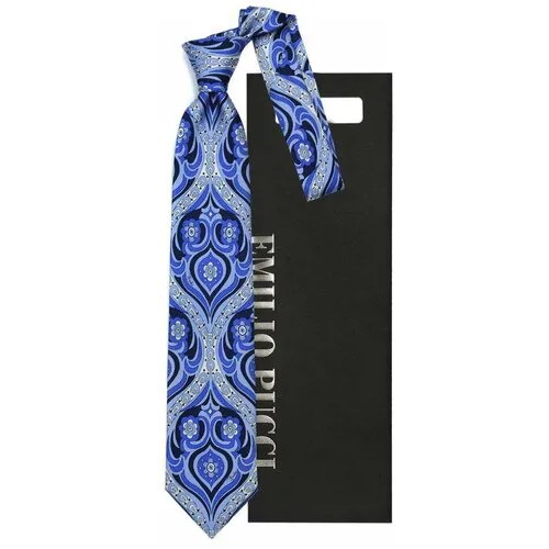 Галстук Emilio Pucci, натуральный шелк, широкий, для мужчин, синий