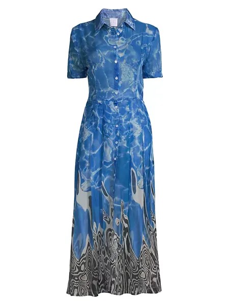 Платье-рубашка миди с волнистым принтом Stella Jean, мультиколор
