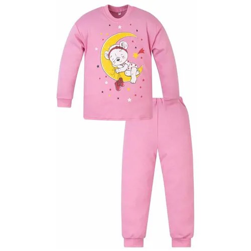 Пижама Утенок для девочек, брюки, застежка отсутствует, рукава с манжетами, брюки с манжетами, размер 86, розовый