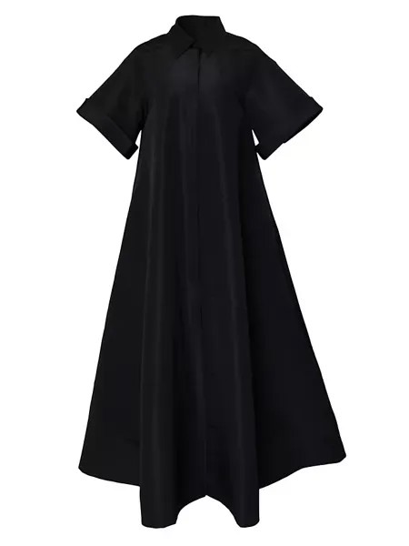 Драпированное шелковое платье-рубашка Carolina Herrera, черный