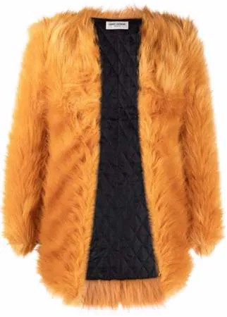 Saint Laurent single-breasted faux-fur coat