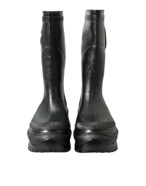 Мужские резиновые резиновые сапоги Dolce & Gabbana Sleek Metallic с логотипом DG, черный