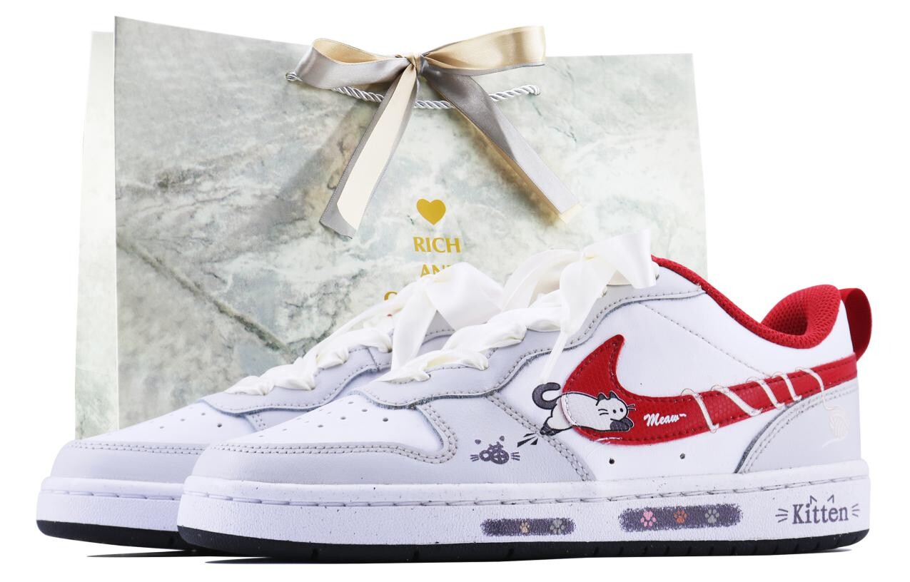 Кроссовки Nike Court Borough Skateboarding Shoes Women's Low-top White/Red, белый/красный