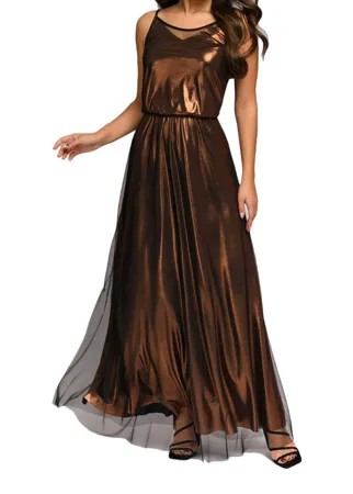 Вечернее платье женское D&M by 1001DRESS DM01744BZ коричневое XS