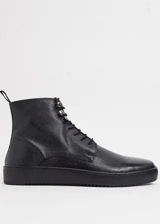 Черные повседневные кожаные ботинки на шнуровке Silver Street-Черный