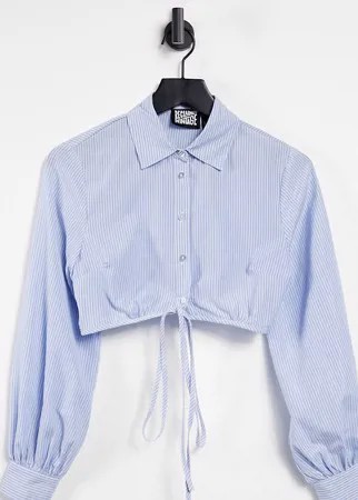 Голубая укороченная рубашка в тонкую полоску с завязками на талии Reclaimed Vintage Inspired-Зеленый цвет