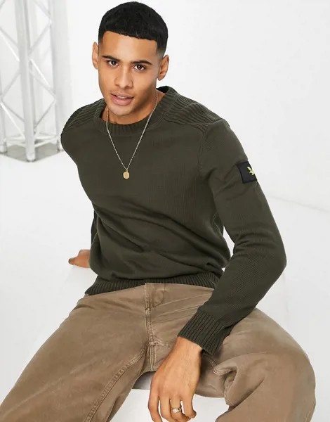 Зеленый вязаный джемпер с нашивкой с логотипом Lyle & Scott Casuals Arm-Зеленый цвет