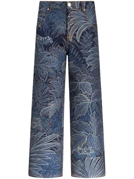 ETRO джинсы Foliage Jacquard широкого кроя, синий