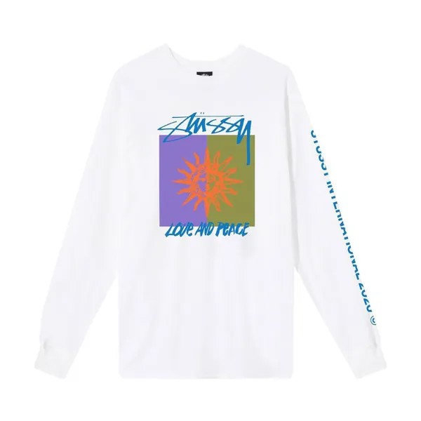 Лонгслив Stussy Love & Peace Long-Sleeve Tee 'White', белый