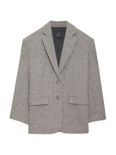 Однобортный шерстяной пиджак Quinn с узором «в елочку» Anine Bing, цвет tan herringbone