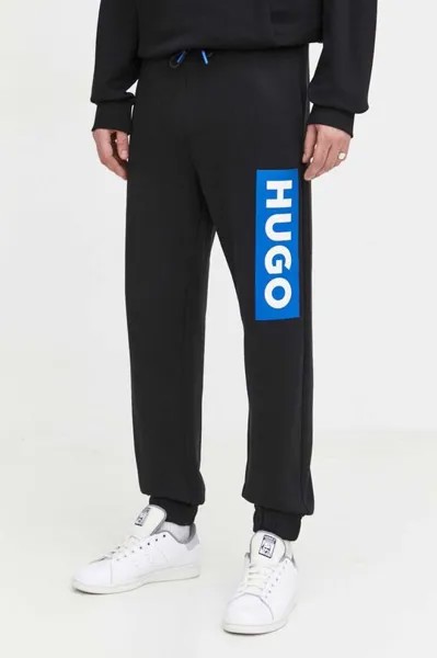 Хлопковые спортивные штаны Hugo, черный