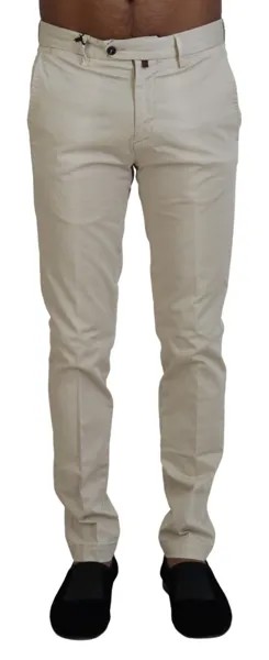 LABORATORI ITALIANI Брюки Бежевые хлопковые деловые мужские брюки IT44/W30/XS 200 долларов США