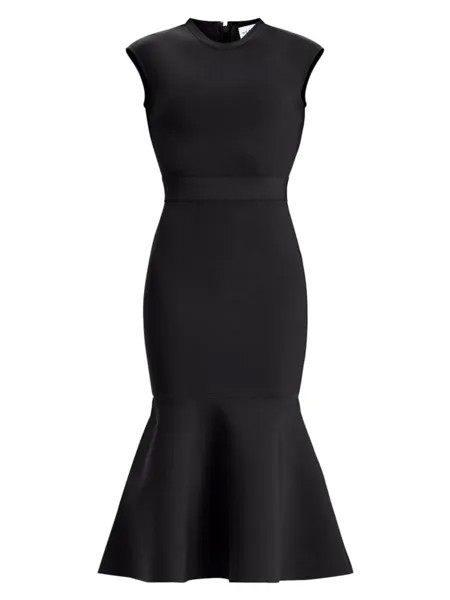 Платье миди Milano с короткими рукавами и оборкой Herve Leger, черный