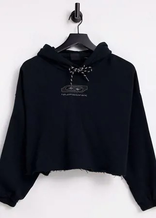 Укороченный худи выбеленного черного цвета с логотипом Quiksilver эксклюзивно для ASOS-Черный цвет
