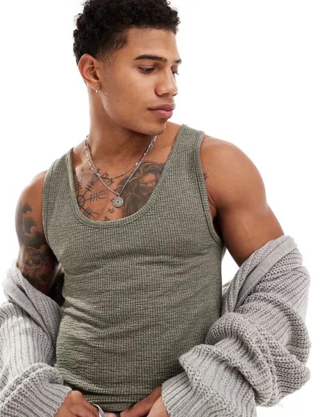Майка облегающего кроя оливкового цвета ASOS DESIGN