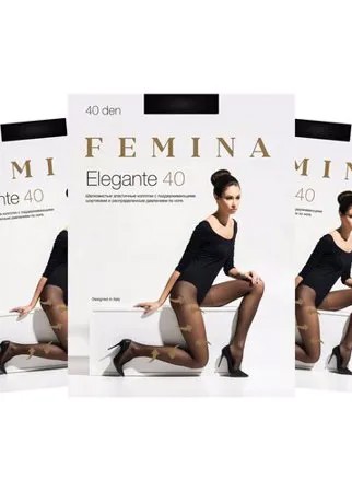 Женские колготки Femina, Elegante 40 den, набор 3 шт., черный, размер 3