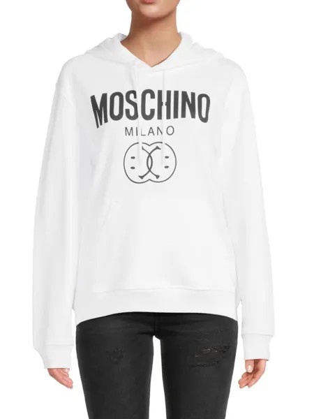 Толстовка с заниженными плечами и графическим логотипом Moschino, белый