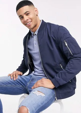 Темно-синий бомбер на молнии Jack & Jones Essentials