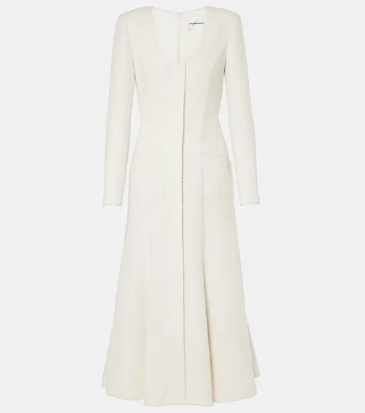 Платье миди из букле Roland Mouret, кремовый