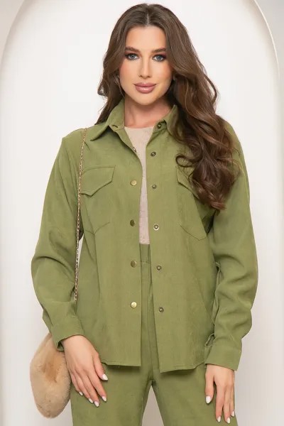 Рубашка женская LT Collection На пульсе моды хаки 52 RU