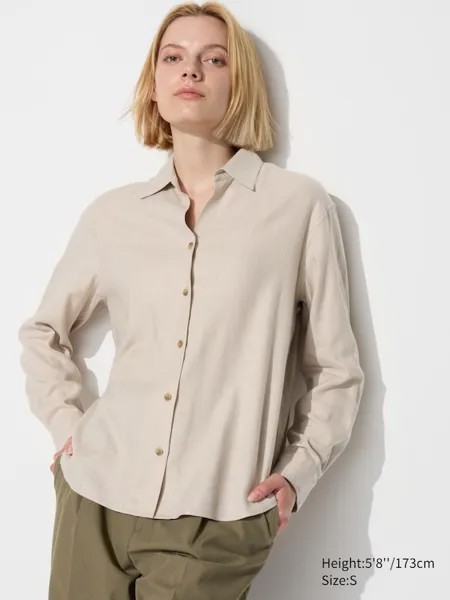 Мягкая фланелевая шкиперская рубашка Uniqlo, бежевый
