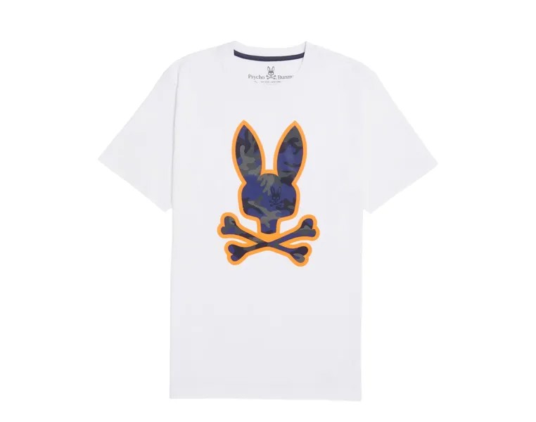 Белая мужская футболка Psycho Bunny Allen с камуфляжным рисунком B6U944U1PC-WHT, белый