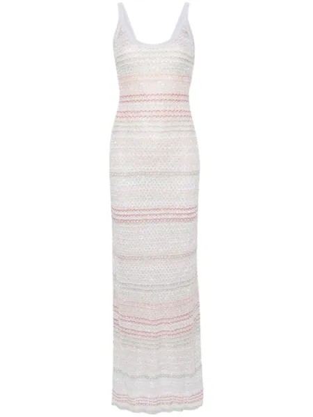 Missoni платье макси с пайетками, белый