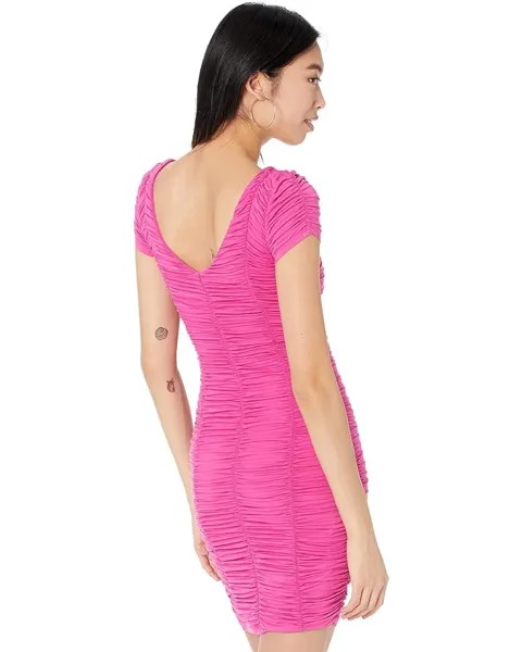 Платье Bebe V-Neck Ruched Dress, цвет Violet