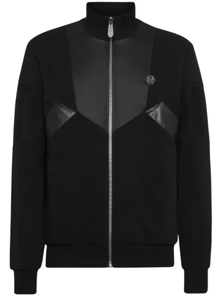 Philipp Plein спортивная куртка с вышитым логотипом, черный