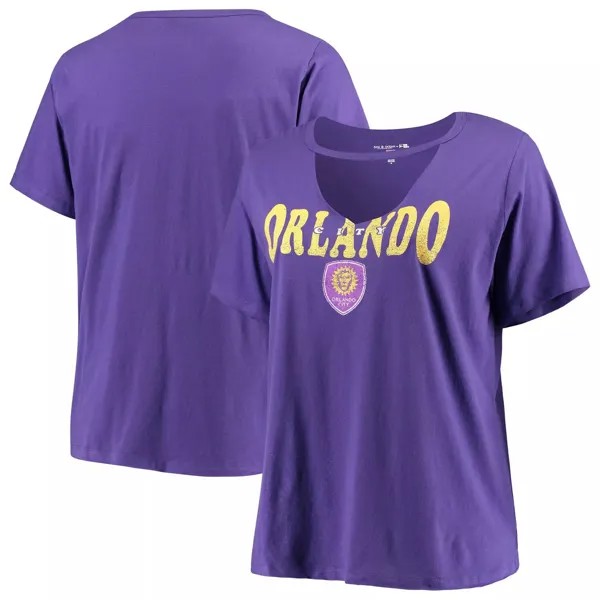 Женская спортивная футболка больших размеров с v-образным вырезом 5th & Ocean by New Era Purple Orlando City SC New Era