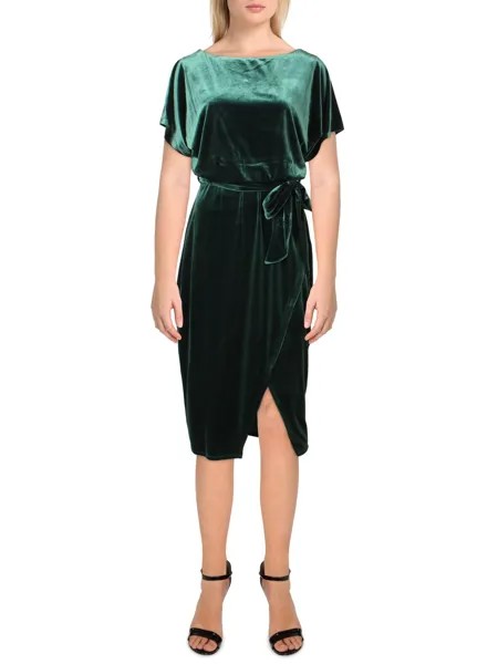Женское бархатное платье миди с вырезом лодочкой Kensie Dresses, изумруд