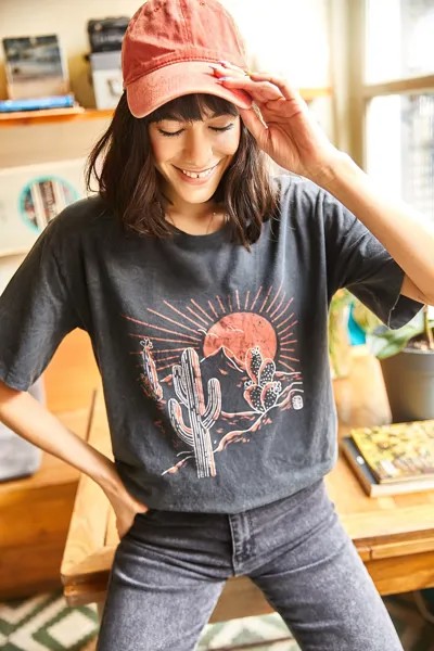 Женская повседневная футболка антрацитового цвета с эффектом естественной стирки Olalook, серый