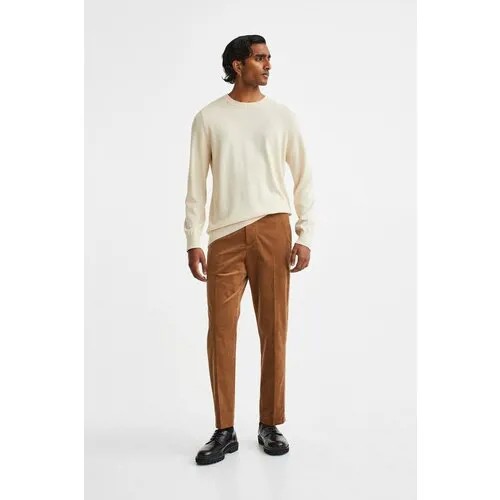 Брюки  H&M, прилегающий силуэт, размер 48, коричневый