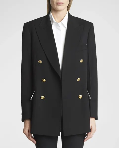 Двубортный пиджак с золотыми пуговицами Victoria Beckham, цвет Black