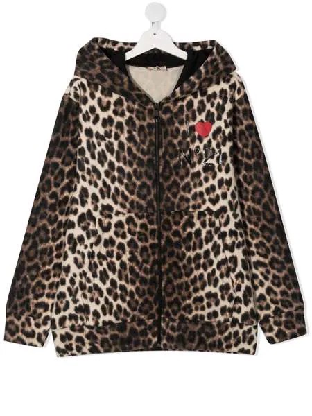 Nº21 Kids фетровая куртка с леопардовым принтом