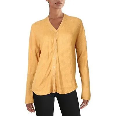 Женская золотая вязаная рубашка на пуговицах розового цвета, пуловер, свитер, топ L BHFO 3698