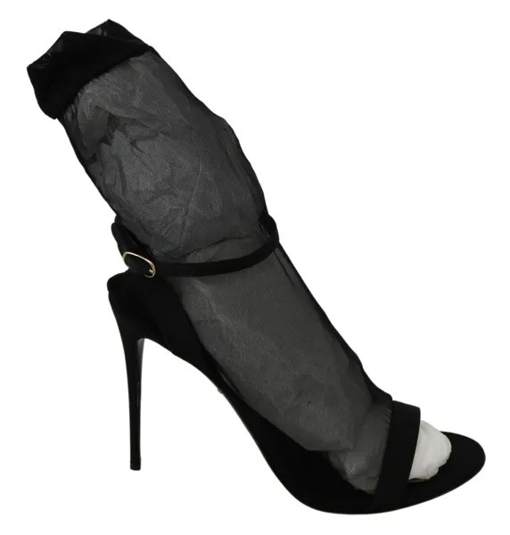 DOLCE - GABBANA Shoes Черные босоножки на шпильке из эластичного тюля EU41 / US10,5 $1200