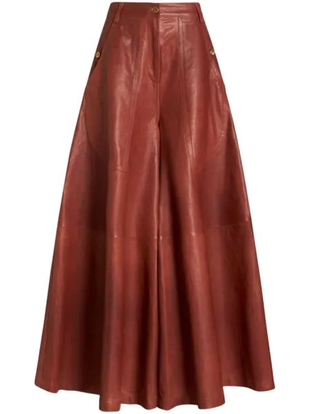 ETRO кожаные брюки широкого кроя, красный