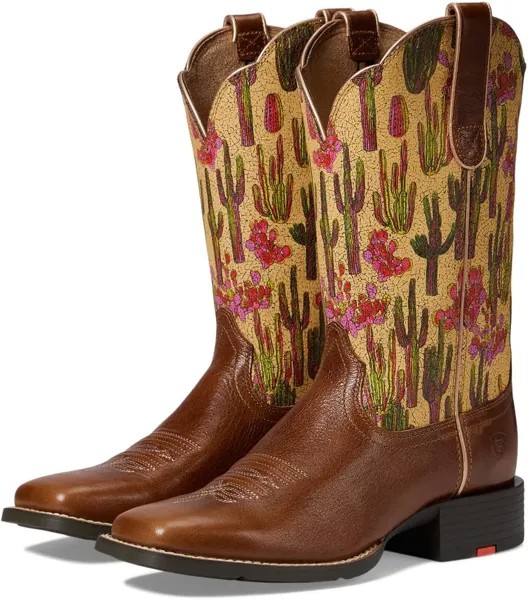 Ковбойские сапоги Round Up Wide Square Toe Western Boots Ariat, цвет Lioness/Washed Cacti